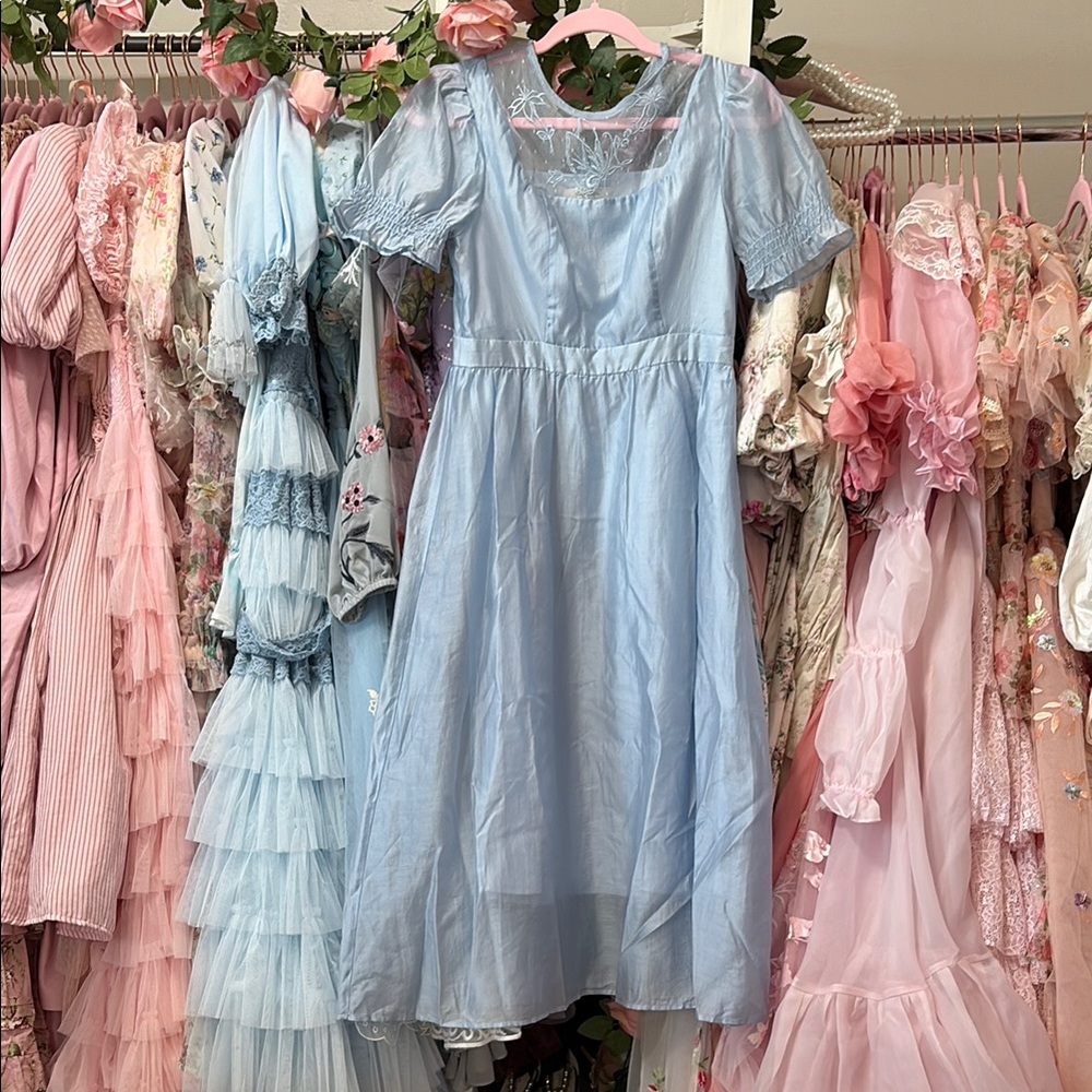 Simple Retro Elegant Light Blue Dress - NWOT